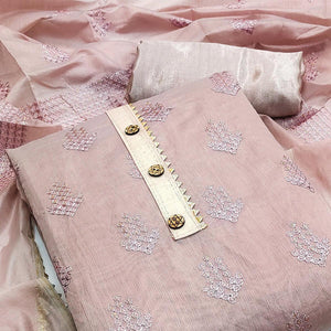 Mauve Casual Wear Sequins Embroidered Chanderi Dress Material