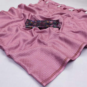 Mauve Checks Printed Jute Saree