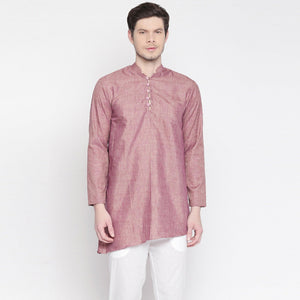 Mauve Cotton Short Kurta with Asymmetric Hem