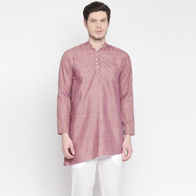 Mauve Cotton Short Kurta with Asymmetric Hem
