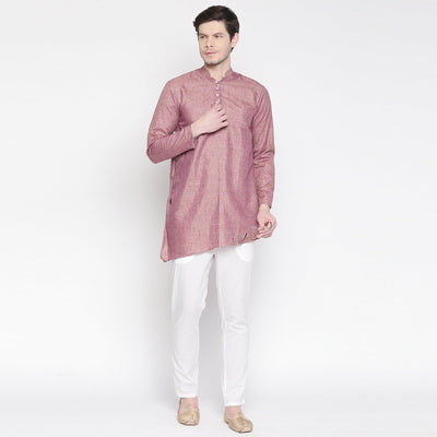 Mauve Cotton Short Kurta with Asymmetric Hem