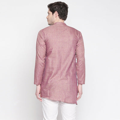 Mauve Cotton Short Kurta with Asymmetric Hem