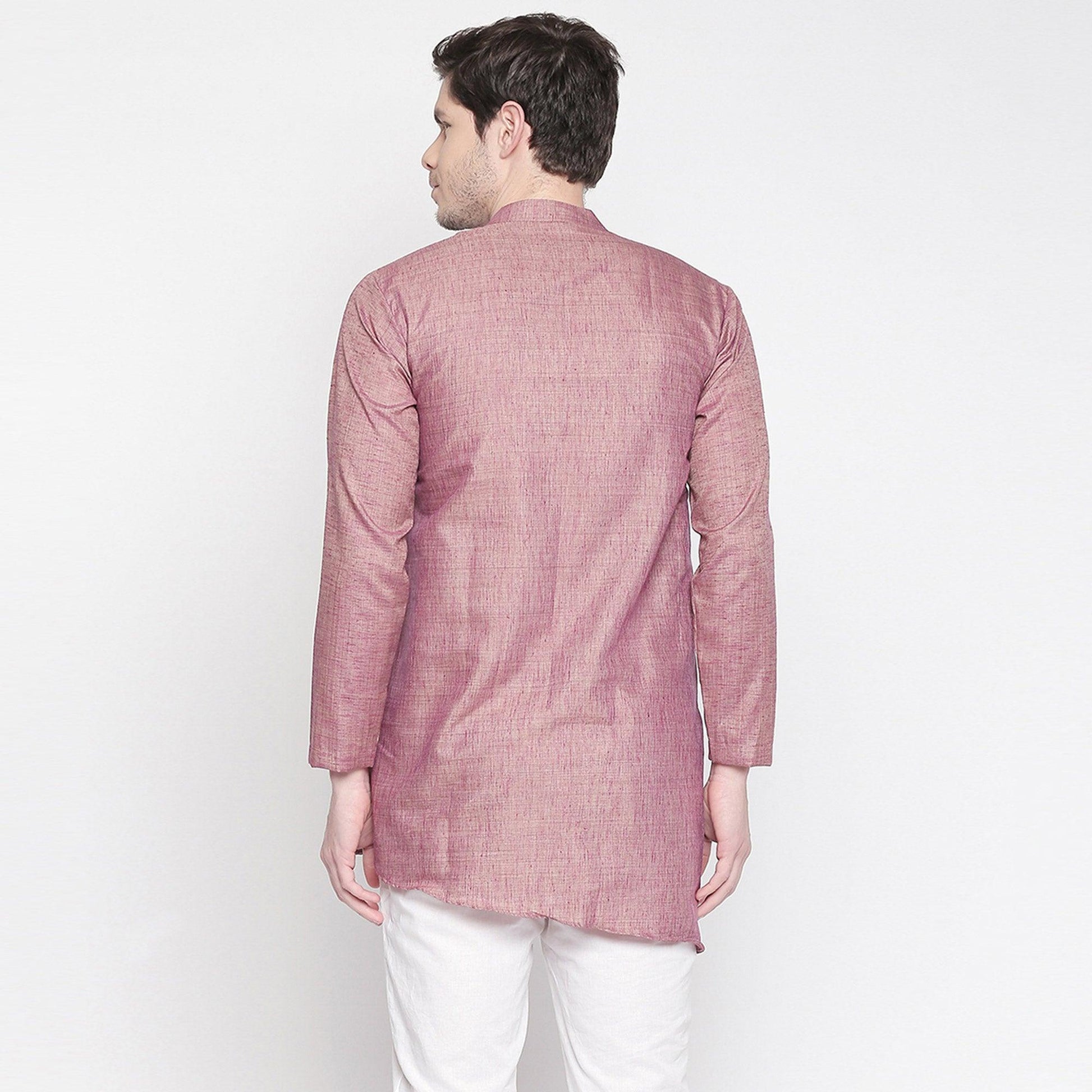 Mauve Cotton Short Kurta with Asymmetric Hem