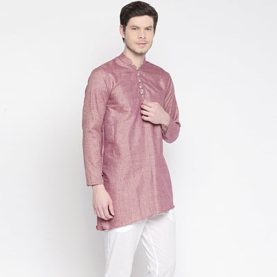 Mauve Cotton Short Kurta with Asymmetric Hem