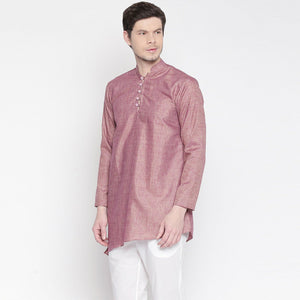 Mauve Cotton Short Kurta with Asymmetric Hem