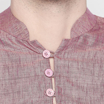 Mauve Cotton Short Kurta with Asymmetric Hem