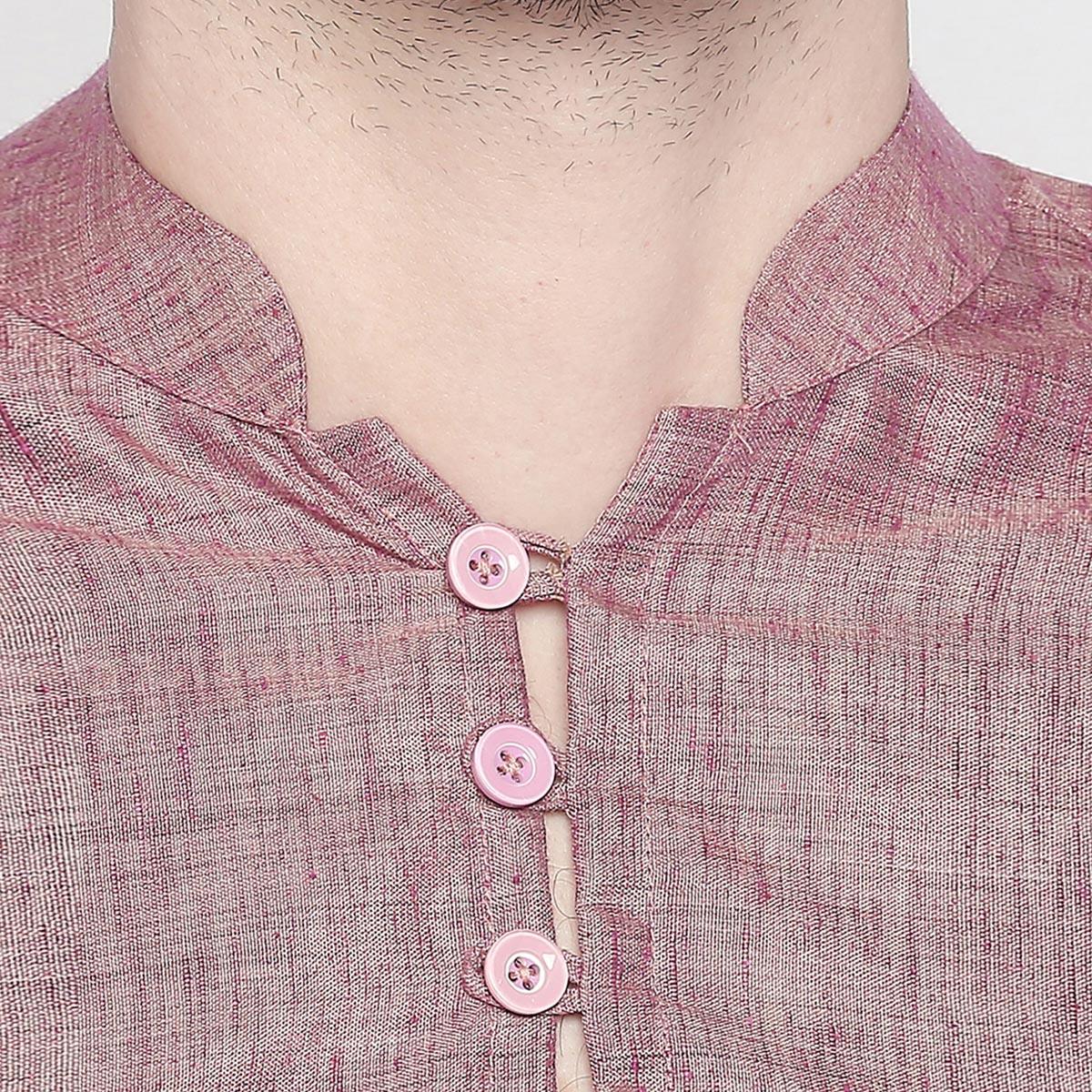 Mauve Cotton Short Kurta with Asymmetric Hem