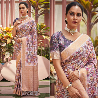 Mauve Digital Printed Art Silk Saree