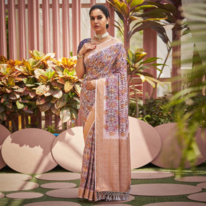 Mauve Digital Printed Art Silk Saree