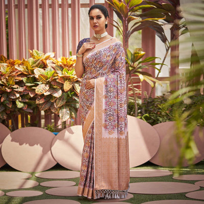 Mauve Digital Printed Art Silk Saree