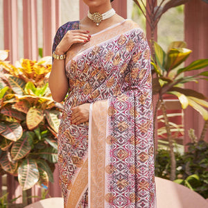 Mauve Digital Printed Art Silk Saree