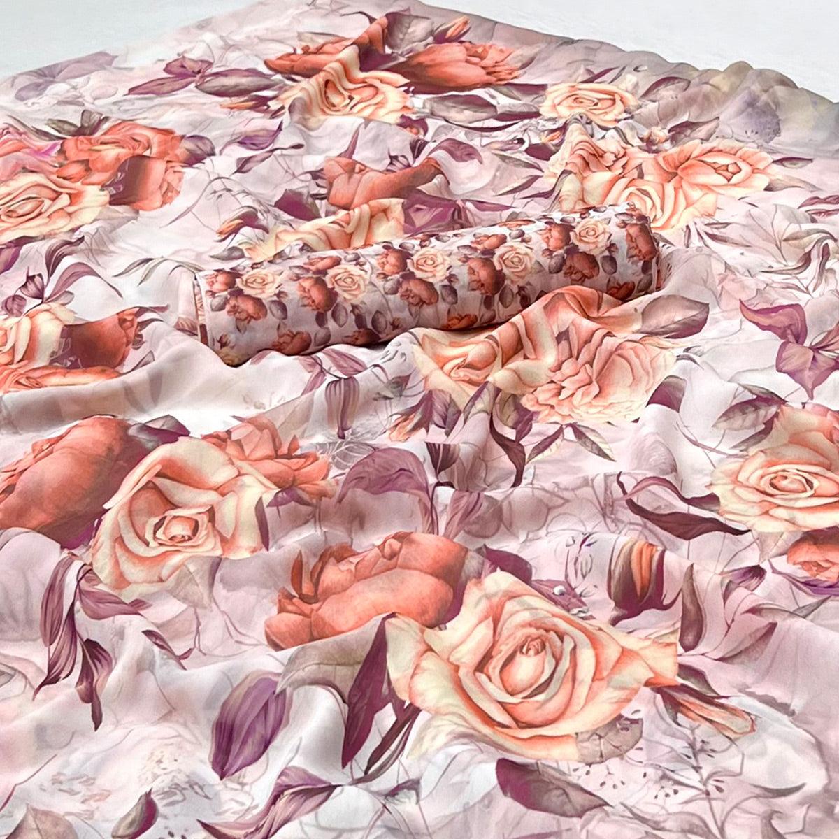 Mauve Digital Printed Georgette Saree