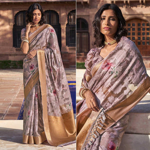 Mauve Digital Printed Cotton Blend Saree
