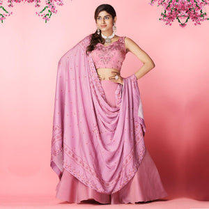 Mauve Embellished With Embroidered Chiffon Lehenga Choli