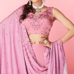 Mauve Embellished With Embroidered Chiffon Lehenga Choli
