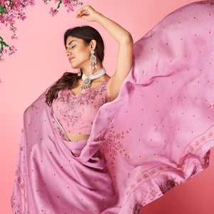 Mauve Embellished With Embroidered Chiffon Lehenga Choli