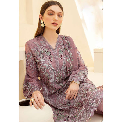 Mauve Embellished With Embroidered Georgette Palazzo Suit