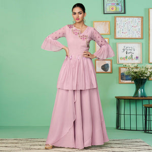 Mauve Embroidered Georgette Gown