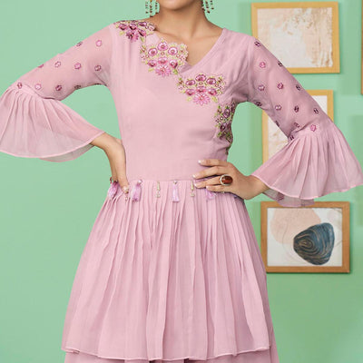 Mauve Embroidered Georgette Gown