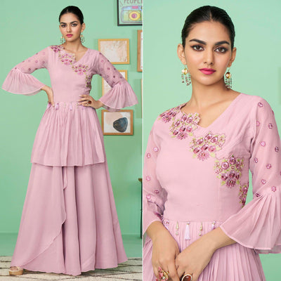 Mauve Embroidered Georgette Gown