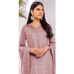 Mauve Embroidered Georgette Pakistani Suit
