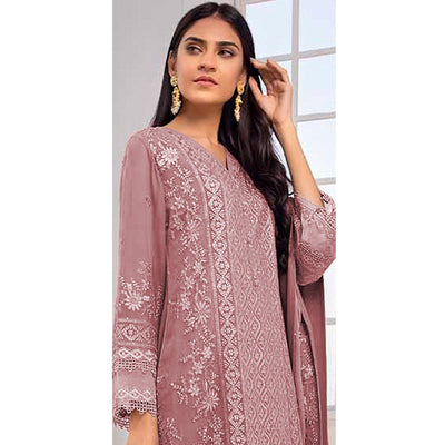 Mauve Embroidered Georgette Pakistani Suit