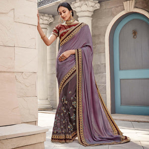 Mauve Festive Wear Embroidered Art Silk Saree