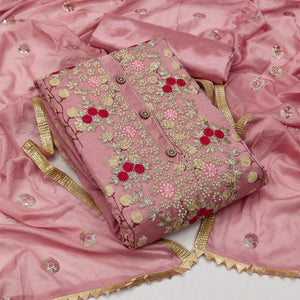 Mauve Festive Wear Embroidered Handwork Fancy  Dress Material