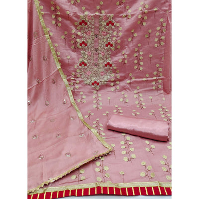 Mauve Festive Wear Embroidered Handwork Fancy  Dress Material