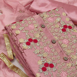 Mauve Festive Wear Embroidered Handwork Fancy  Dress Material