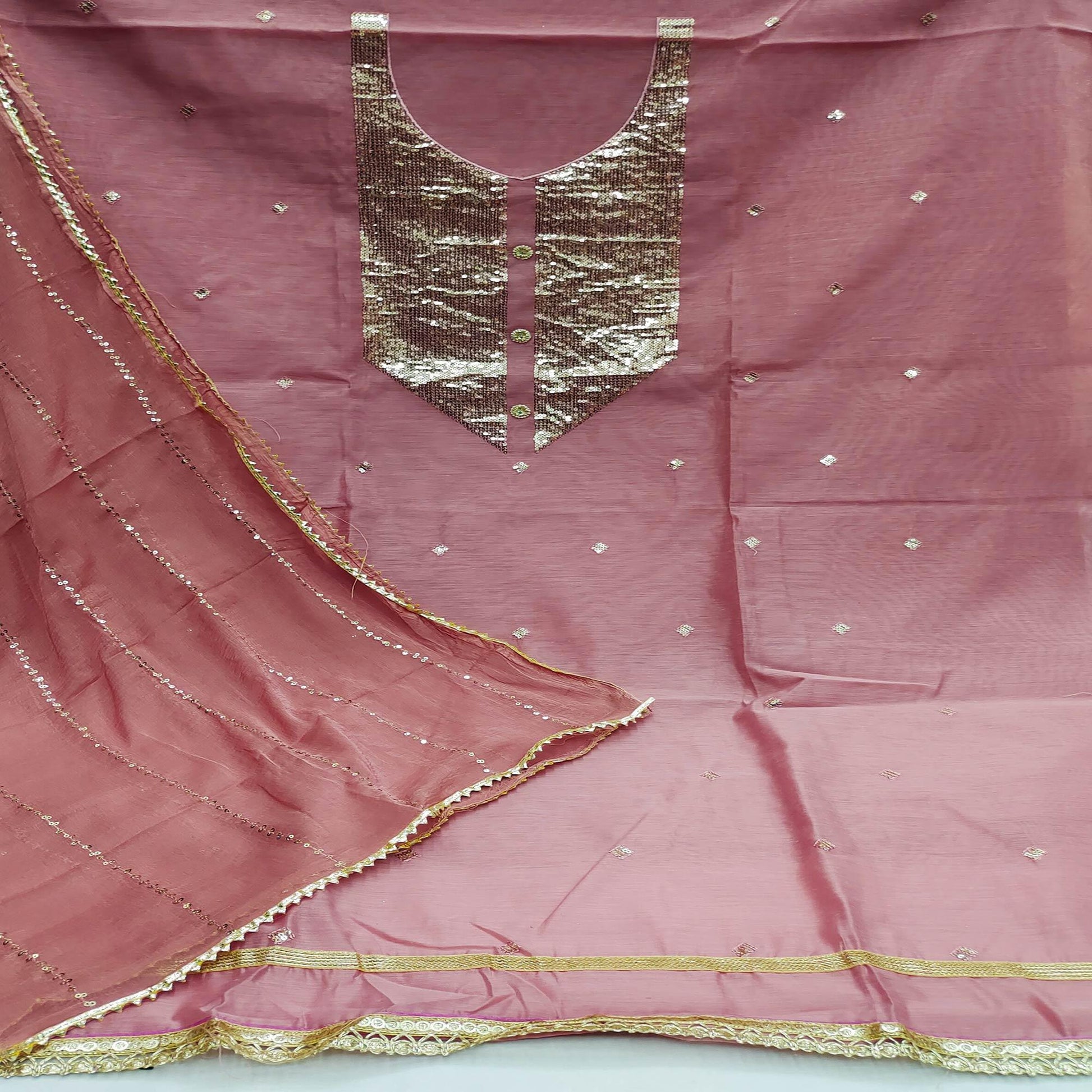 Mauve  Festive Wear Sequins With Handwork Modal Dress Material