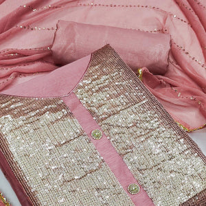 Mauve  Festive Wear Sequins With Handwork Modal Dress Material
