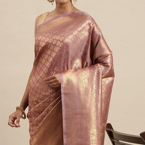 Mauve Festive Wear Woven Kanjivaram Silk Saree