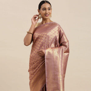 Mauve Festive Wear Woven Kanjivaram Silk Saree