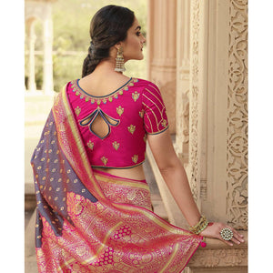Mauve Festive Wear Woven Silk Saree