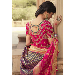 Mauve Festive Wear Woven Silk Saree