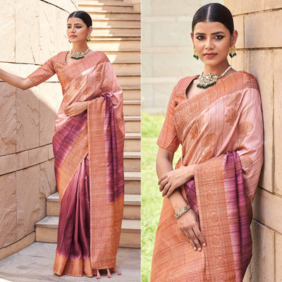 Mauve Floral Woven Art Silk Saree