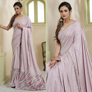 Mauve Party Wear Embellished Lycra Ready to Wear Saree