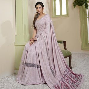 Mauve Party Wear Embellished Lycra Ready to Wear Saree
