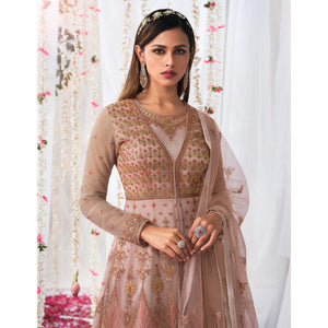 Mauve Partywear Sequins Embroidered Net Gown