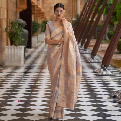 Mauve Partywear Sequins Woven Chanderi Saree