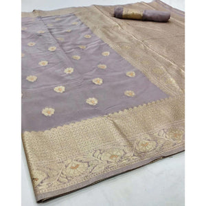 Mauve Partywear Woven Chanderi Saree