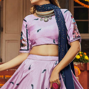 Mauve Printed Art Silk Lehenga Choli
