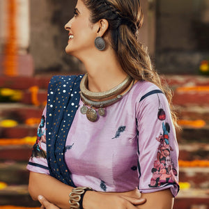 Mauve Printed Art Silk Lehenga Choli