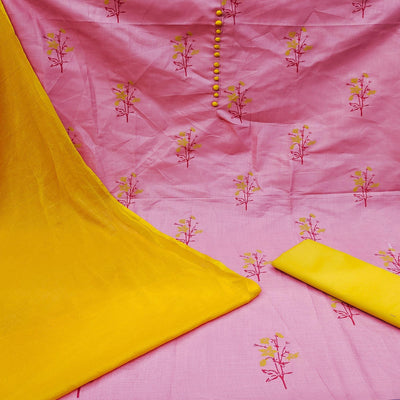 Mauve Printed Cotton Dress Material