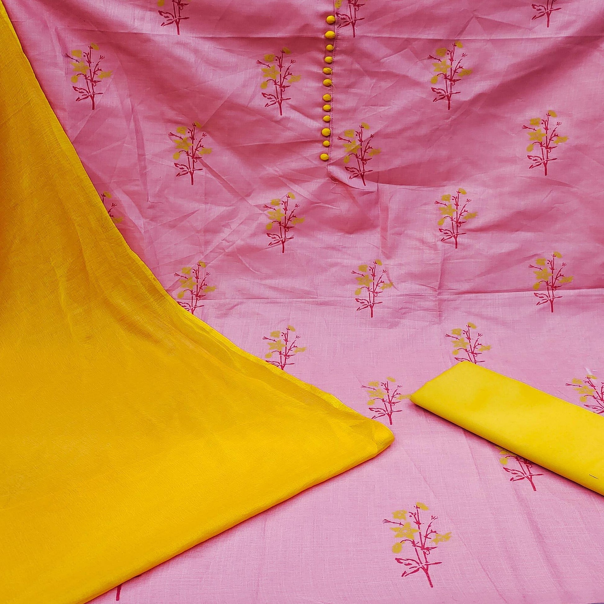 Mauve Printed Cotton Dress Material