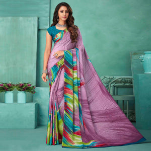 Mauve Printed Crepe Saree