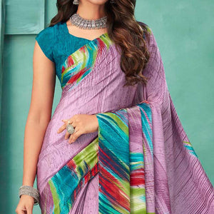 Mauve Printed Crepe Saree