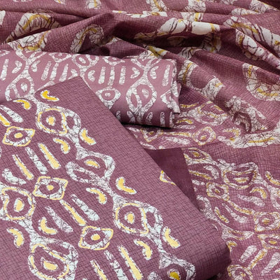 Mauve Printed Cotton Blend Dress Material