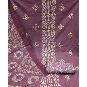 Mauve Printed Cotton Blend Dress Material